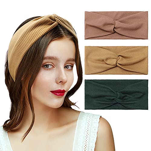 MEBRUDY Headbands for Women Non Slip Set of 3, Stretch Twist Headband for Daily, Workout, Outing, Work