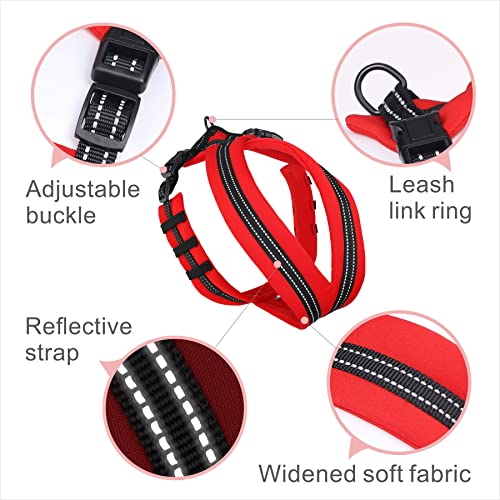 Marmuty No Choke No Pull Dog Harness For Small Medium Large Dogs,Ultra Lightweight Escape Proof Adjustable Quick Fit Soft Padded Reflective Dog Vest Harness No Pull Easy For Training Walk(Red Xs) #TOP1