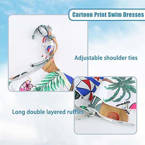 Image of Girls One Piece Swimsuits Halter Ruffled Bathing Suit for Kids Hawaiian Swimwear Leopard Swim Dress 3-16 Years
