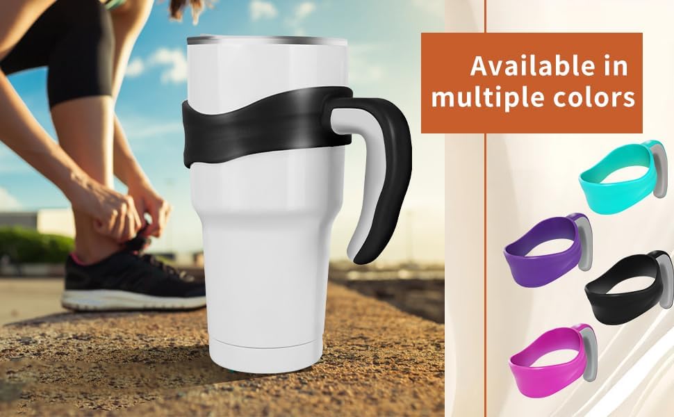 Miniatura 5 de Mango de vaso de 30 onzas, antideslizante para vasos de acero inoxidable, adecuado para trail, Sic, Yeti, Ozark y más tazas de 30 onzas (negro)