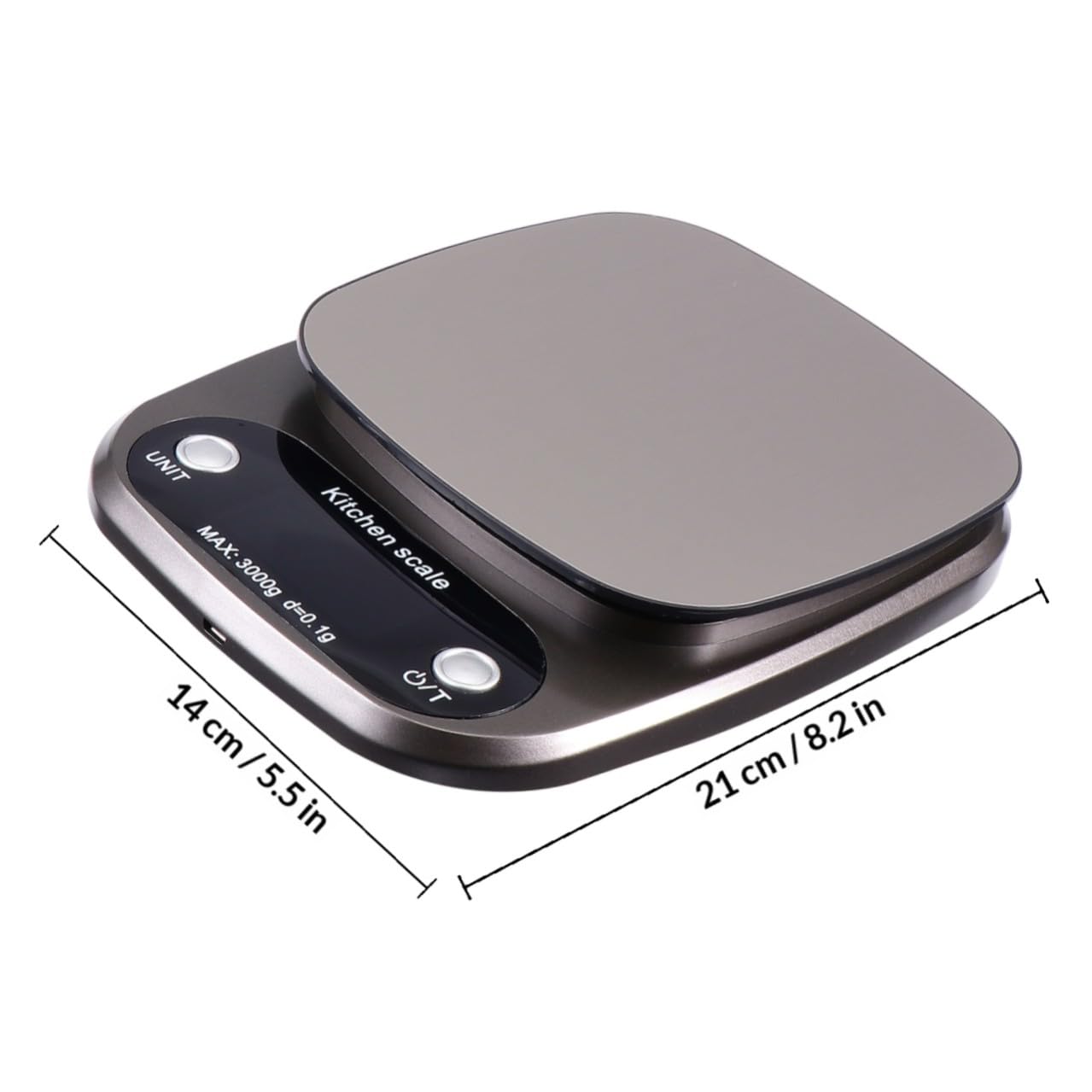 NUOBESTY Digitale Küchenwaage aus Edelstahl mit 3 Kg Kapazität und 0,1g Genauigkeit Wiederaufladbar Tragbar zum Kochen und Backen Präzises Lcd Display