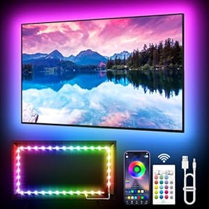 KANTUTOE TV LED Lights, 3m LED Lights for 32-45 Inch TVs, RGB TV Backlight with Remote, Colour Changing Music Sync Bluetooth APP Control Strip Lights USB Powered for Bedroom Gaming Room Decor