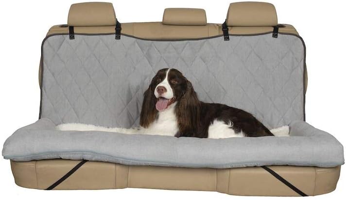 PetSafe Happy Ride Car Dog Bed - Best for Bench Seats - Fits Cars, Trucks, Minivans and SUVs - Comfortable and Machine Washable - Durable Vehicle Pet Bed - Grey