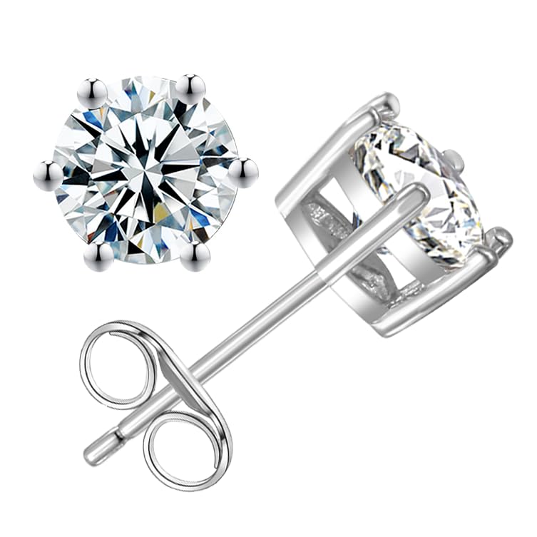 Moissanite Stud Earrings For Women And Men, 925 Sterling Silver Plated In 14k Rose Gold, Vvs Clarity Lab Created Moissanite, Hypoallergenic Earrings Jewelry, The Ideal Gift For Her Him