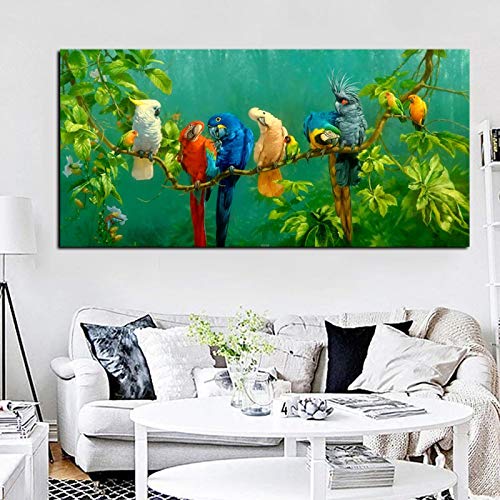 Peinture à l'huile perroquet Dittelle 60x120cm sur toile sans cadre pour mur de salon