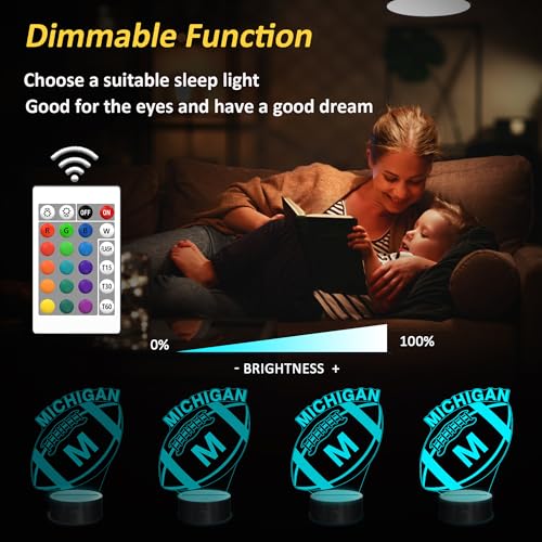 Lámpara de mesa 3D Lightzz Michigan Football LED miniatura 3