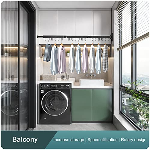 Boqorad Clothes Drying Rack,Wall Mounted Space-Saver,Retractable ,Collapsible, Strong Load-Bearing,For Balcony,Laundry,Wardrobe,Kitchen,Parlour,Bathroom,Bedroom（Windproof Ring, Three Pole） #TOP3