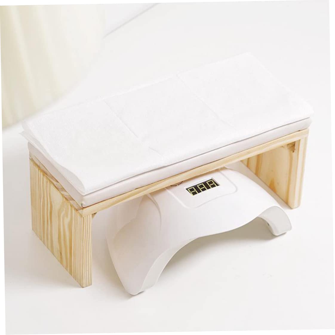 Nail Arm Rest Double Layer Nail Hand Rest PU Leather Japanese Style Manicure Table Station Desk for Salon Technician Use 11.81x5.12x4.72 Inch White.