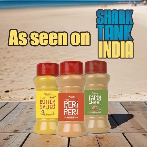 Image of Classic Butter Salted, Peri Peri, Papdi Chaat Instant Seasoning Mix Combo Pack of 3 - Unique Blend of Spices and Herbs for carbs - 200gm By Popcorn & Company