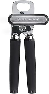 KitchenAid Classic Multifunction Can Opener and Bottle Opener Easy to Use, Razor Sharp Stainless Steel Cutting Wheel, Soft Ergonomic Handles, Soft Black