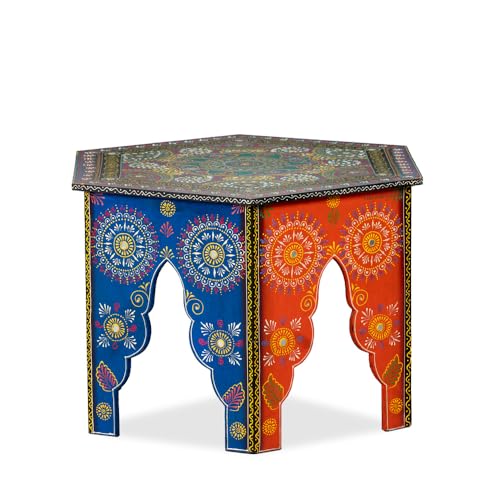 Image of Wooden Coffee Table for Living Room | Solid Wood Handcrafted Center Table for Living Room with with Hand-Painted Floral Design | Tea Table for Living Room Furniture for Home (Handpainted)