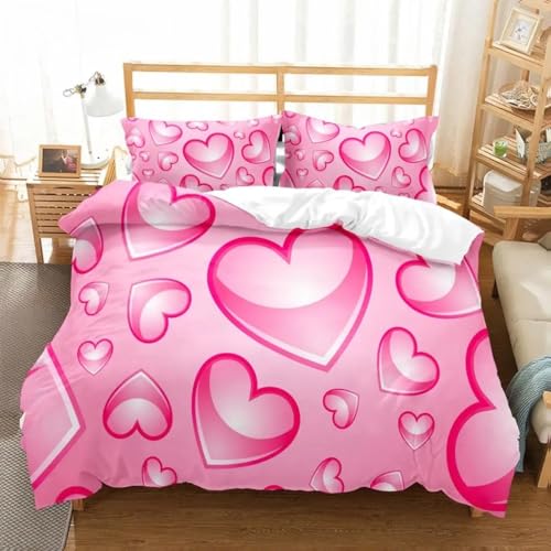 Housse de couette rose cœur romantique, le cadeau de lit idéal