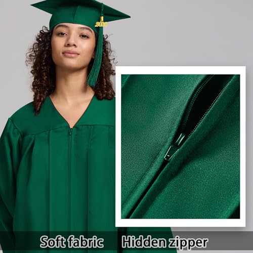 Image of 2026 Graduation Cap and Gown Matte Unisex for High School Bachelor | Heavyweight Matte Polyester, Zipper Closure, Adjustable Cap with 2026 Tassel, Sizes 39-60, Bulk Orders Available
