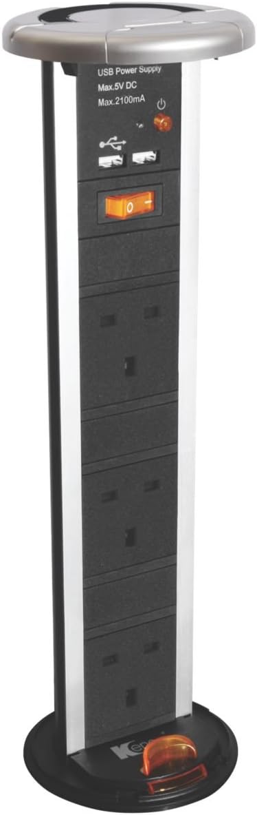 Kengo 3G Dual USB Pop-Up Power Socket Aluminium