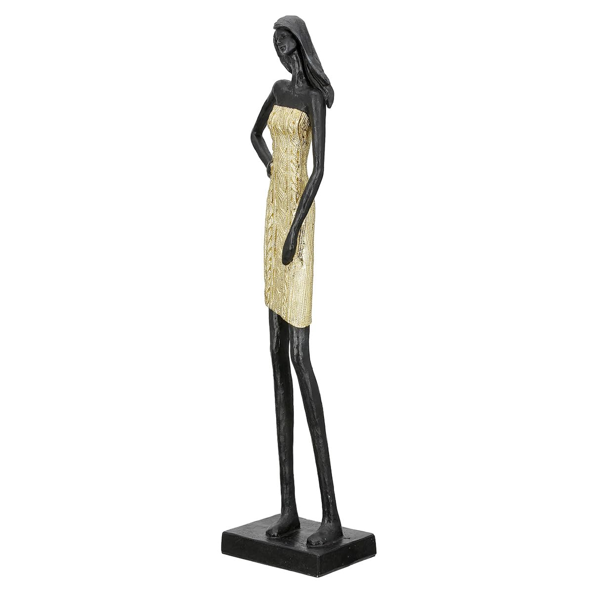 GILDE Figur Dorada, Kunstharz, goldfarben/schwarz, Fraumotiv, H: 44,5 cm, B: 13,5 cm, T: 8 cm - Deko, Skulptur, Wohnaccessoire, Geschenkidee