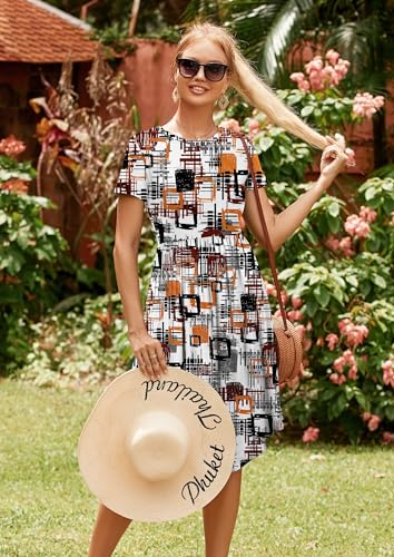 Image of Simier Fariry Womens Summer Modest Work Casual Midi Knee Dress Pocket Short Sleeve Teacher Outfits Spring Travel Clothes