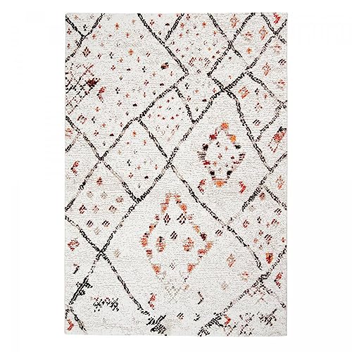 1A2T - Tapis Berbere - Tapis Entree Interieur 60x110 cm Crème - Tapis Salon Design Moderne - Petit Tapis d'Entrée d'Intérieur Idéal pour l'Entrée, 2607