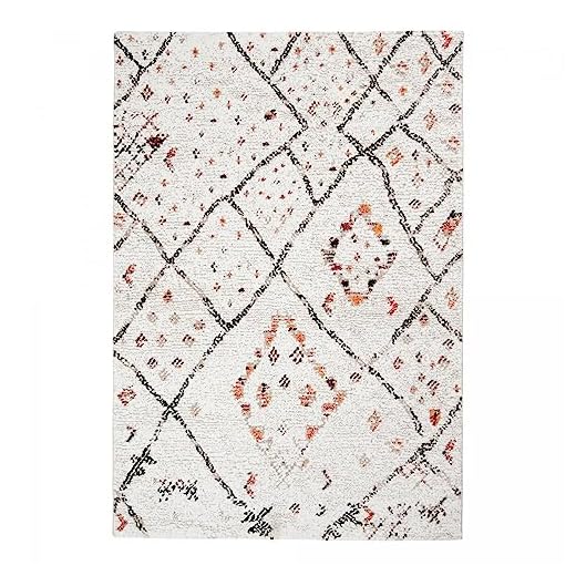 1A2T - Tapis Berbere - Tapis Entree Interieur 40x60 cm Crème - Tapis Salon Design Moderne - Petit Tapis d'Entrée d'Intérieur Idéal pour l'Entrée, 2607