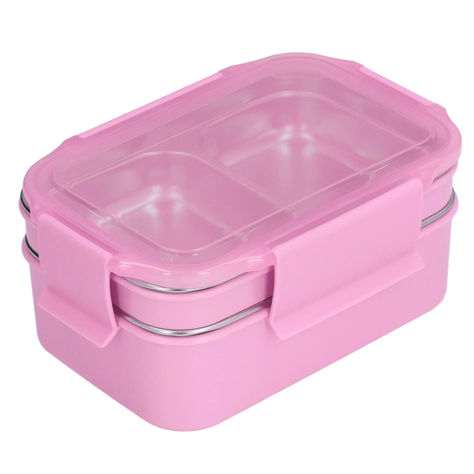 AUNMAS Lunch Box, Reusable Stainless Steel Lunch Box, Double Layer Box Stainless Steel Lunch Box for Office for Travel ()