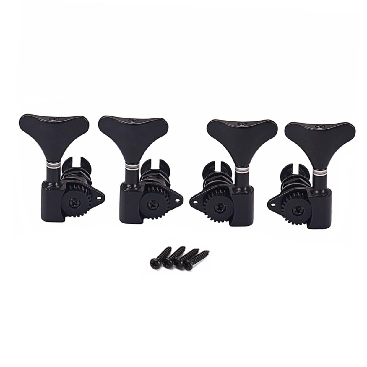 Meccaniche Ukulele Chiuse in Metallo Nero, Set 2L 2R Ferrules | Accordatore per Ukulele GC117, Sostituzione per Piroli Usurati o Rotti, Viti Incluse