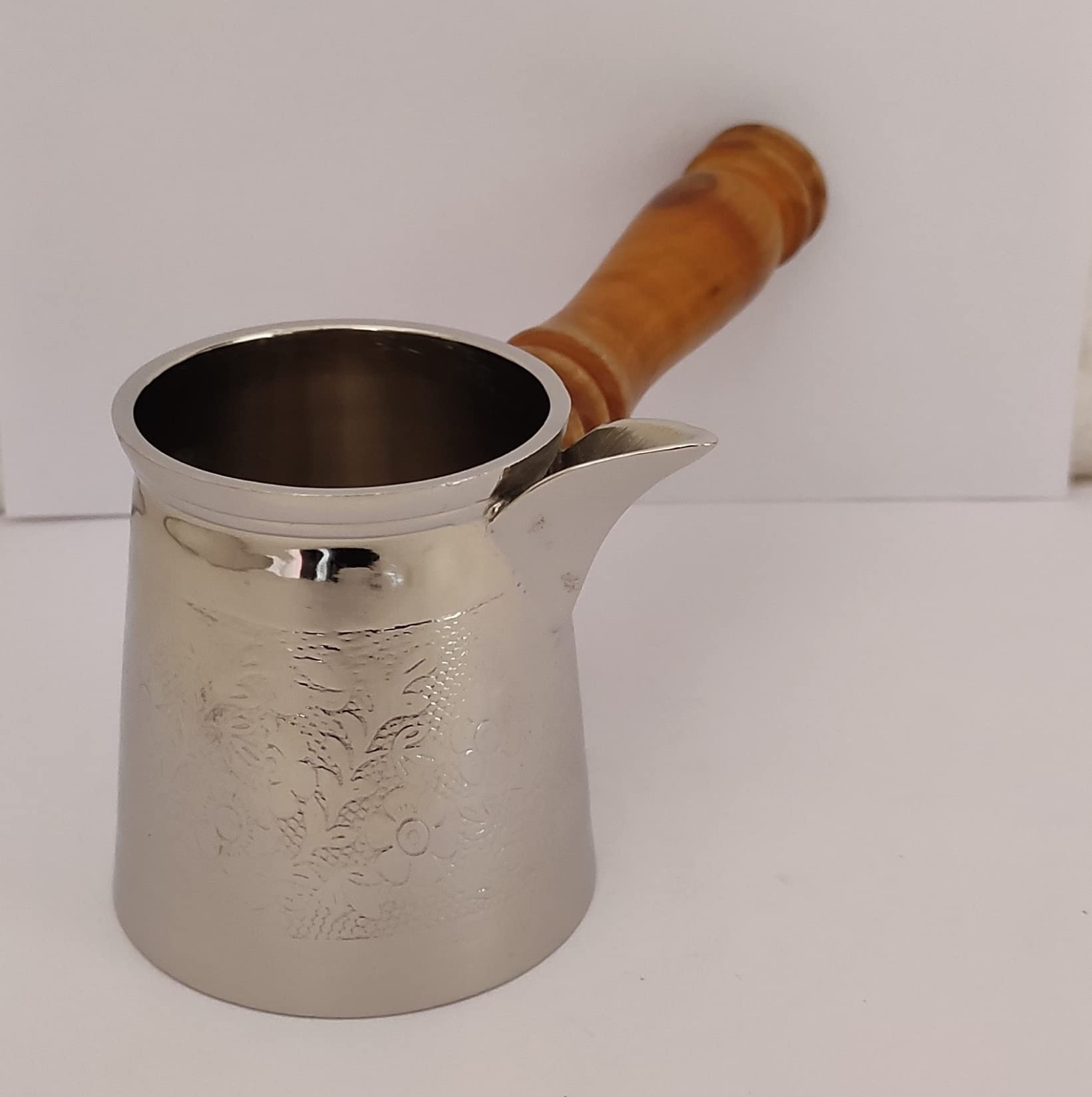 Sharvgun Greco Arabo Caffettiera Caffettiera turca Argento Finitura Ottone Metallo Jezve Ibrik Briki Per le piastre di cottura 170 ml