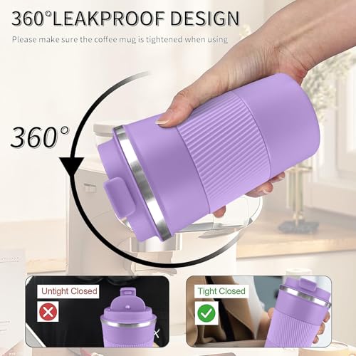 Image of Insulated Travel Coffee Mug, Stainless Steel Coffee Cup with Leakproof Lid | Double-wall insulation keeps drinks hot or cold for hours, with a leakproof lid and portable stainless steel design