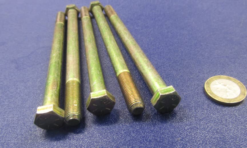 Grade 8 Zinc Yellow Steel Bolts RH PT 3/8"-24 x 5.50 Length 10 pcs