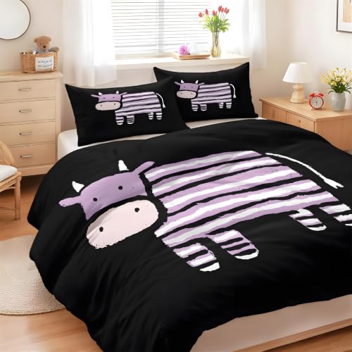 Parure de lit 90x190 vache en microfibre premium douce et résistante - 4