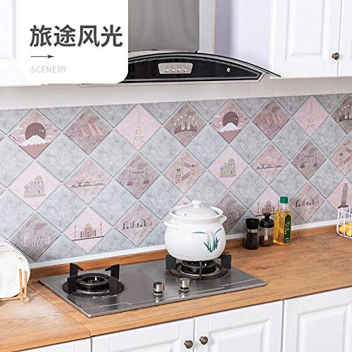 Vinilo Para Cocina/Pared，Papel Pintado Tridimensional Autoadhesivo Del Enrejado 3D, Rollo Del Papel Pintado De La Pintura Del Color De La Etiqueta Engomada De La Cocina-04_Los 60Cmx10M