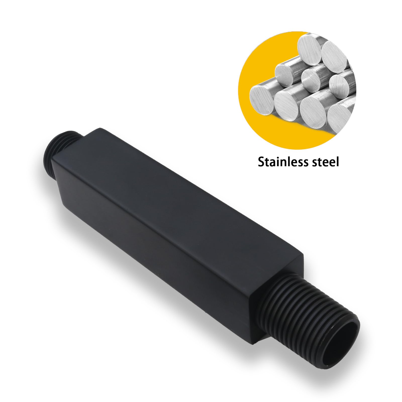 DEOLER 4-Inch Square Shower Arm, Matte Black, Stainless Steel Ceiling Mount With Flange