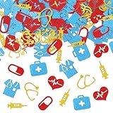 Whaline 300Pcs Nurse Table Confetti Yellow Red Blue Glitter Paper Confetti Table Centerpieces for Doctor Graduation Party Decoration