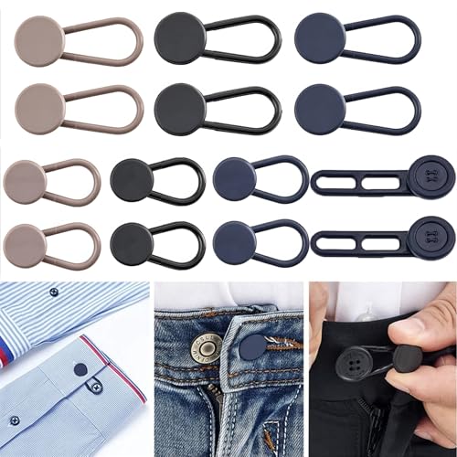 14 PCS Button Extenders for Jeans & Pants - Pants Waist Extenders 1-1.8 Inches for Women and Men - Waist Adjuster for Pregnancy Shirts Dress Pants Collars Shorts-No Sewing Required