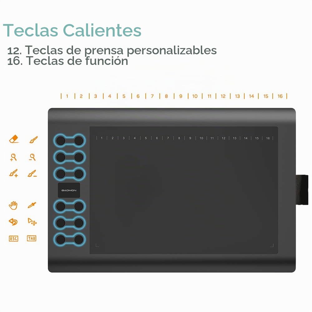 GAOMON M106K Pro Tableta Gráfica de Dibujo de 10 Pulgadas con Lápiz Pasivo de 8192 Niveles, Versión Actualizada de M106K, Compatible con Windows/Mac/Android
