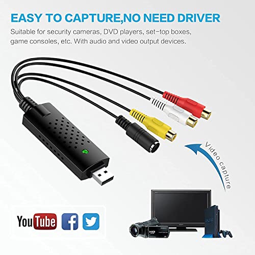 Image of USB Audio Video Capture Converter - VHS to Digital for Windows, DVD, Camcorders, VCR
