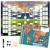 2026 World Soccer Cup Schedule Poster & Final Round 48-team Collection Showcase, 2-in-1 Functional Poster, World Soccer Cup Matches Fixtures, PVC Material Double-Sided, Great Gifts for Soccer Fans