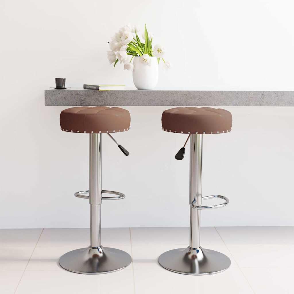Tabourets de bar pivotants à 360° et réglables en hauteur avec assise tissu marron