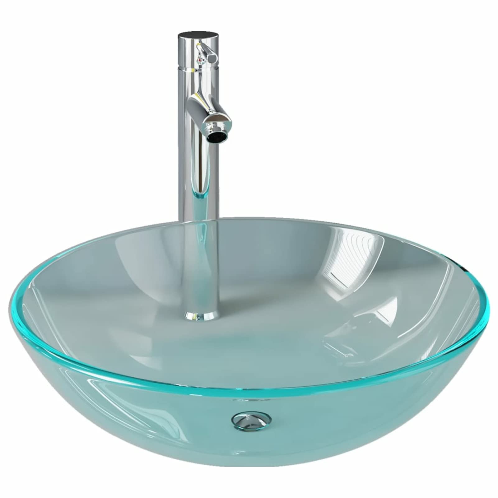Lavabo con grifo y tapón pulsador cristal templado transparente Mini Lavabos PequeñOs