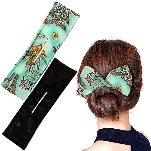 2PCS Deft Bun, Hair bun maker, Deft Bun for Hair, Fashion Donut Bun Maker for Hair Accessories, Hair Braiding Cloth, Magic Clip and Twist Hair Tool, French Twist Hairstyle Donut Quick Bun Twister