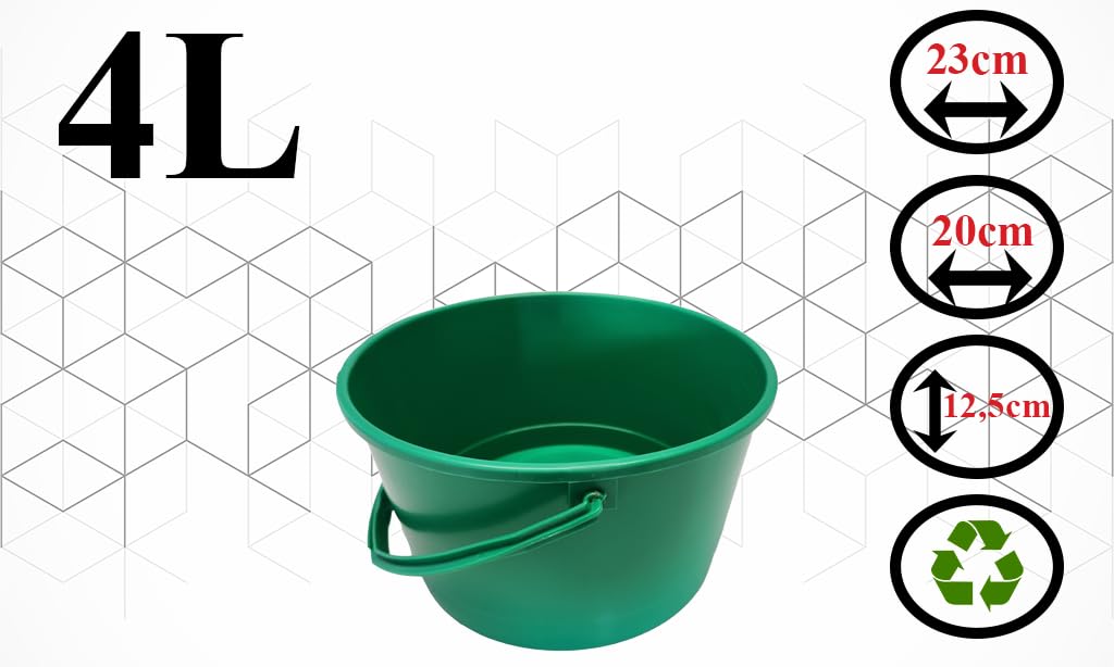 Mig Seau en plastique de construction seau à sable de cuisine fabriqué en plastique flexible durable - résistant aux dommages mécaniques - Capacité 4L - 5 pièces vert