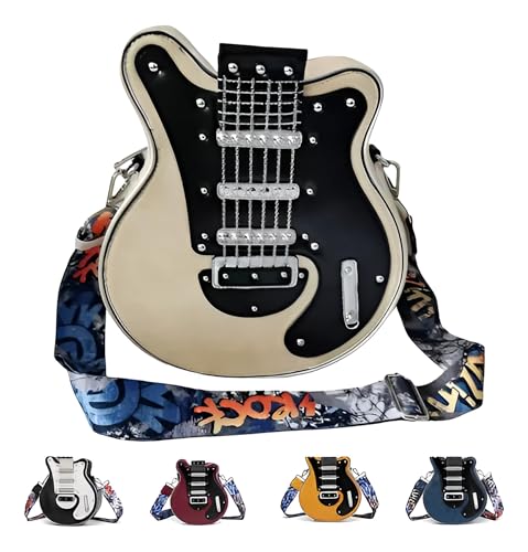 Trendy Guitar Shaped Medium Vegan Leather Crossbody Bag Purse4