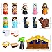 TECHTAIL Lighted Nativity Set, 17 PCS Kids Little Nativity Playset, Children Toy Nativity Figures Include Manger Baby Jesus Three Kinds Small Animals for Toddler Children Kids, Xmas Decoration