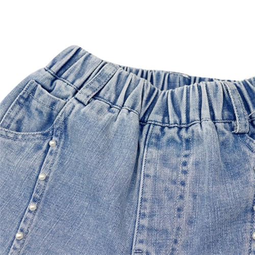Short en jean stretch pour filles avec taille haute confortable - 2