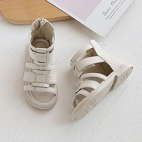 White Sandals For Girls Beach Sandals Princess Girls Soft-soled Shoes Non-slip Open-Toed Children Kids Girl's shoes (Beige, 8.5 Toddler)3
