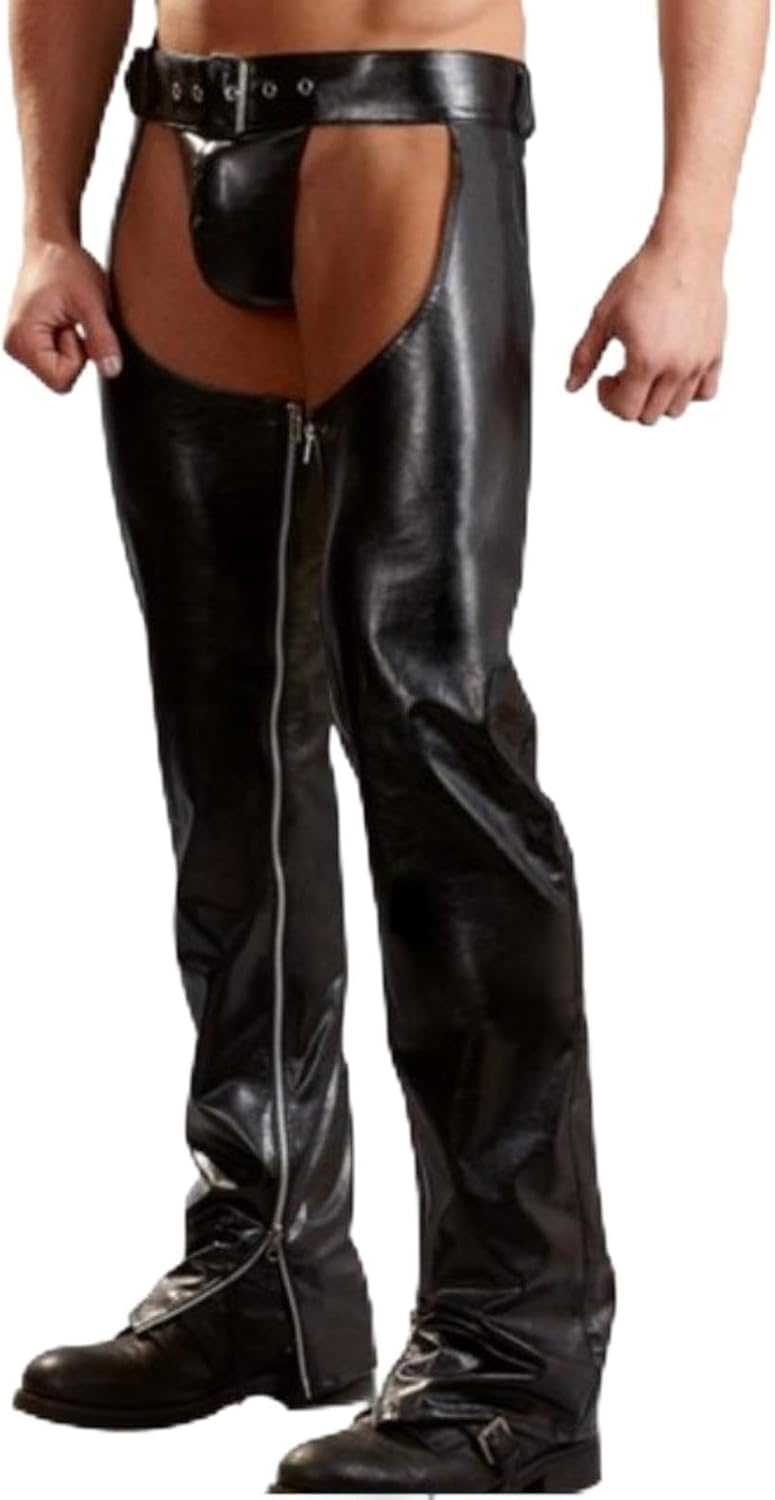 Pantalon ouvert entrejambe homme haut de gamme en noir uni