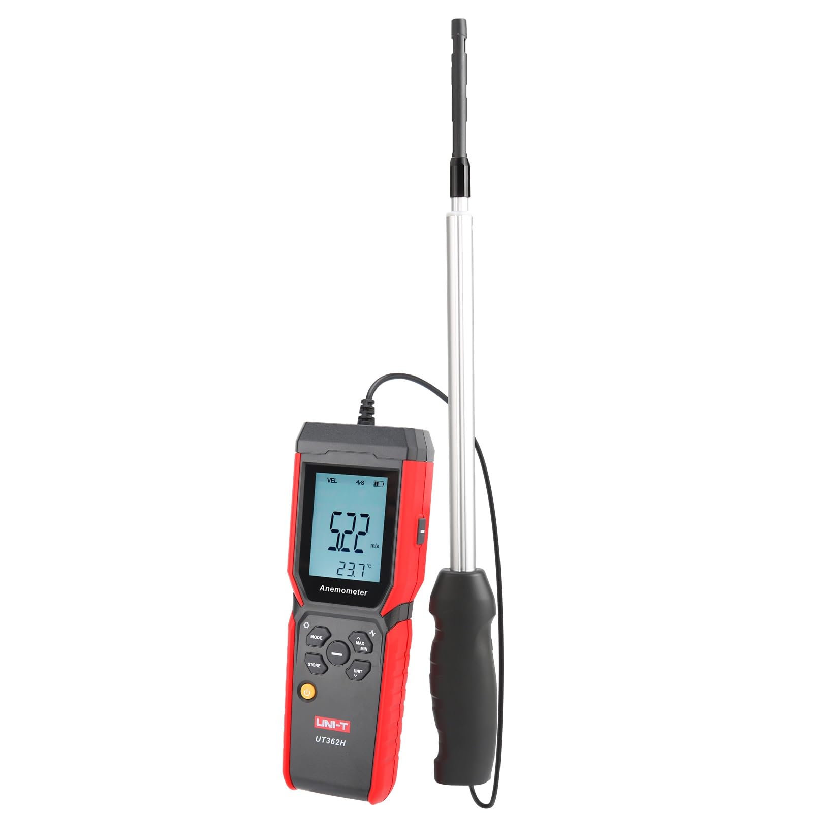 UNI-T UT362H - Anemómetro de cable caliente digital de alta sensibilidad, medición de anemometro, para conductos de ventilación, medición de flujo de aire