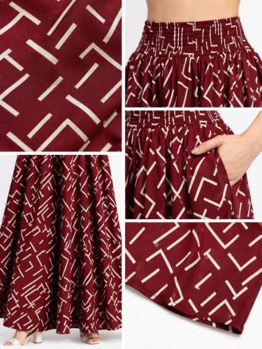 Image of Women's Printed Viscose Crepe Flared Palazzo Pants with Pockets | Elastic Waist | Full Length | Casual | Free Size