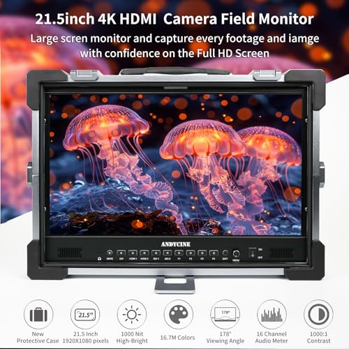 Image of ANDYCINE C215S 21.5 Inch Ultra Bright 1000nit 3G-SDI 4K HDMI Desktop Broadcast Monitor with Alumunium Case Enable the Awaveform,3D LUT Professional Color Calibrate Director's Monitor