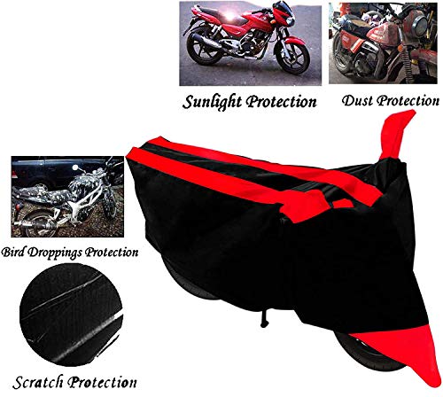 Image of Kandid Black Red Dust and Water Resistant Double Mirror Pocket Bike Body Cover for Suzuki Gixxer SF 250 (with Pollution Mask)