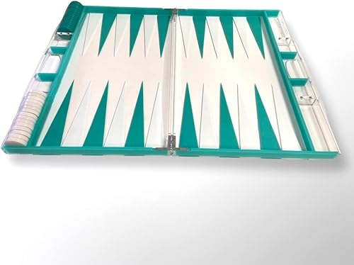 Miniatura 3 de Lucite - Juego de backgammon acrílico de 18 pulgadas, tablero grande y piezas prémium (turquesa transparente)