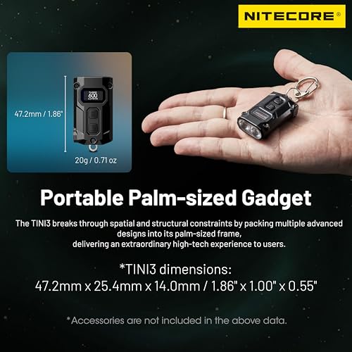 Image of Nitecore TINI 3 Intelligent Multiple Color Temperatures 600 Lumen Keychain Light Rechargeable EDC Flashlight Tag (Orange)